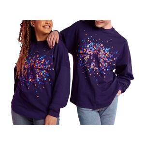 Disneyland Resort‎ Unisex Purple Sparkle Glitter Castle Jersey Pullover Top XS